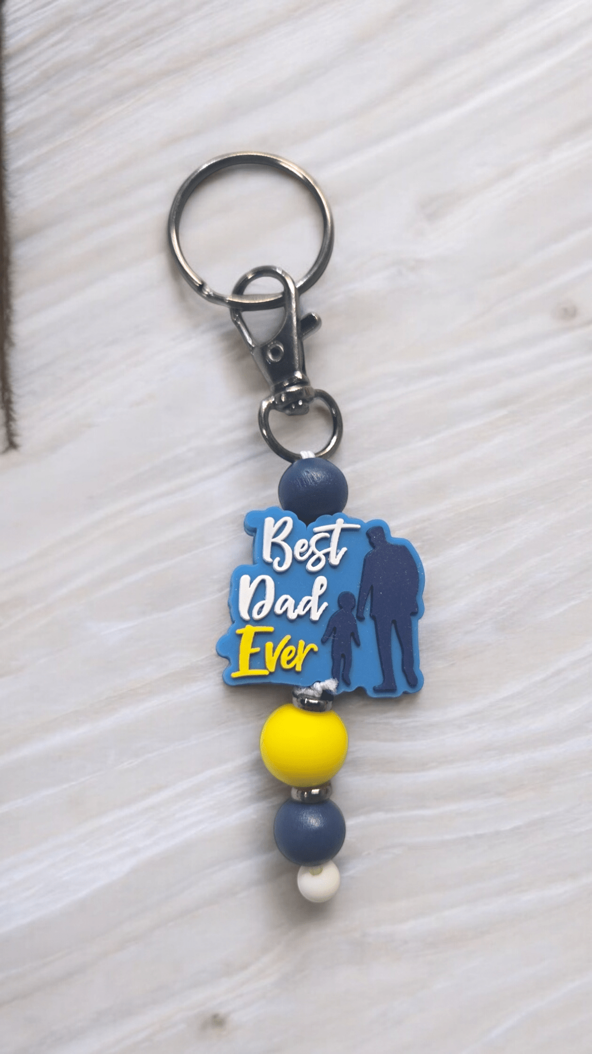 Beaded Keychain - Best Dad Blue - WaxettyBeaded Keychain - Best Dad BlueBeaded