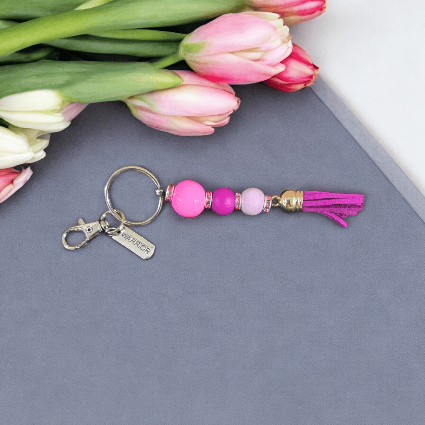 Beaded Keychain - Warrior Pink - WaxettyBeaded Keychain - Warrior PinkBeaded