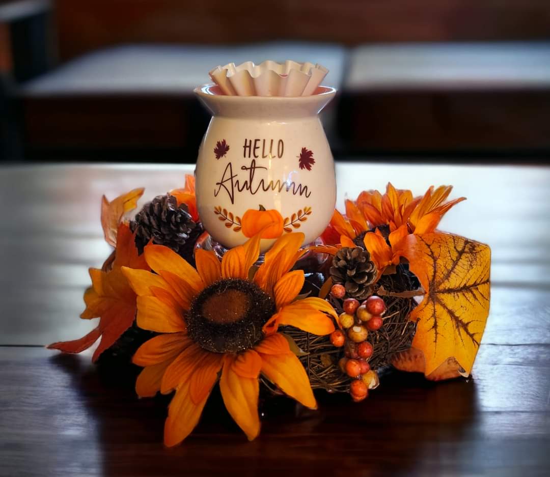 Hello Autumn Ceramic Tealight Wax Melt Warmer - WaxettyHello Autumn Ceramic Tealight Wax Melt WarmerWax Warmer