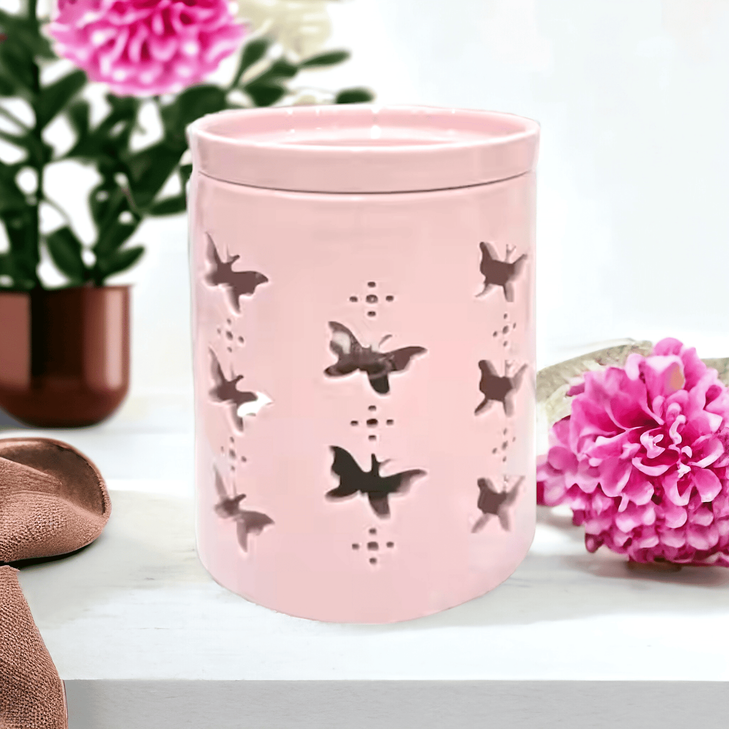 Pink Butterfly Ceramic Wax Warmer - WaxettyPink Butterfly Ceramic Wax WarmerWax Warmer